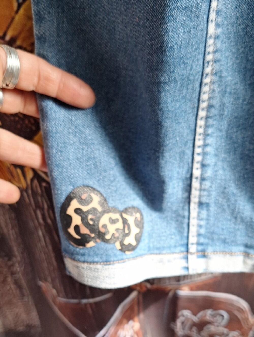 Hello Kitty Light Blue Denim Mini Slip Dress with Leopard Bow - Picture 5 of 6